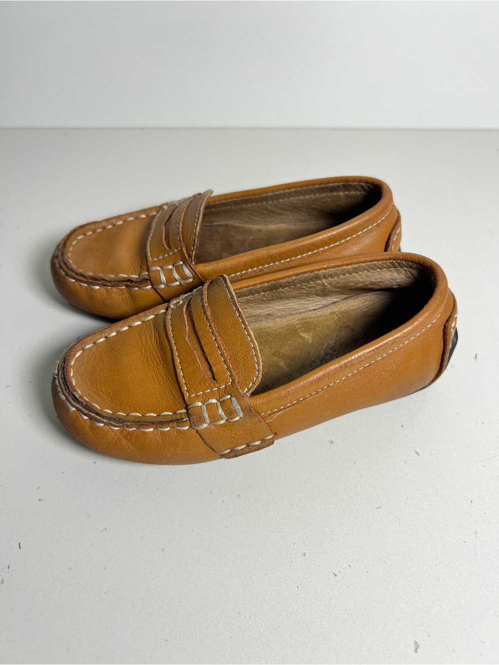 Polo Ralph Lauren Kids Size 8 Brown Leather Penny Loafers Moccasins